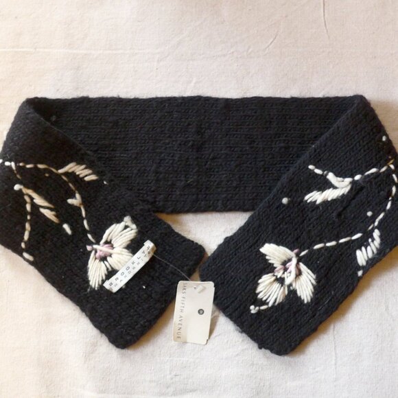 NWT Vintage Brooklyn Handknit Black Wool Scarf - Picture 4 of 10